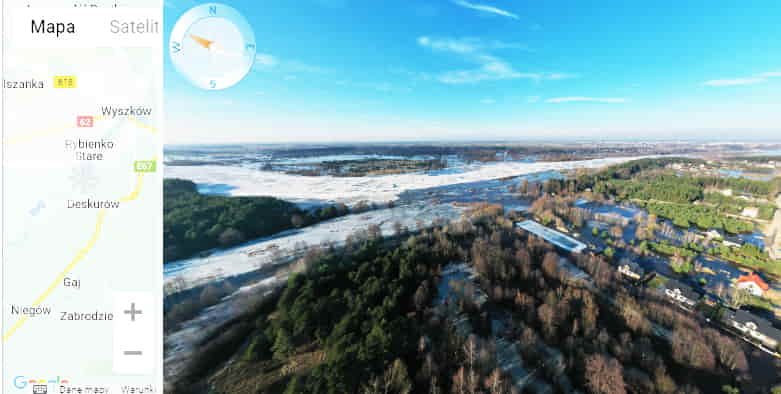 Podtopienia drogoszewo koło Wyszkowa Panorama z drona